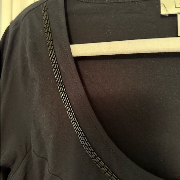 LOFT Black Long Sleeve Beaded Top - Picture 4 of 13